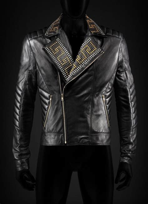 versace gold studded leather jacket|vintage versace leather jacket.